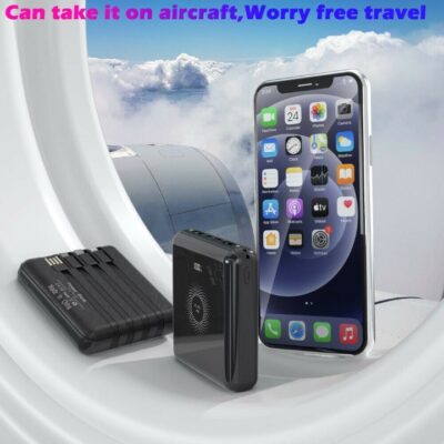 1000000mAh Wireless Power Bank USB External Battery Charger Built-in 4 Cables