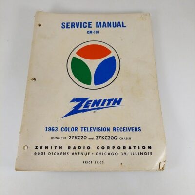 Zenith Service Manual CM-101 1963 Color Television Receivers 27KC20 & 27KC20Q