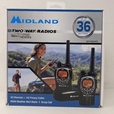 Midland GXT1000VP4 36-Mile 50-Channel FRS/GMRS Two-Way Radio, Pair, Black,Silver