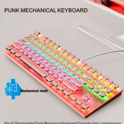 Wired Retro Mechanical Keyboard + Mouse – (New – Unboxed)