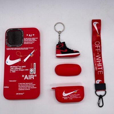 iPhone 11 with pro airpods case + lanyard and sneakers keychain