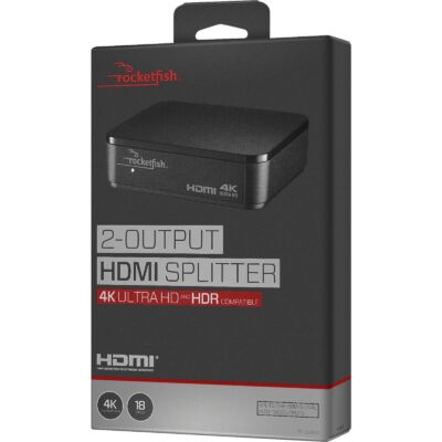 Rocketfish™ – 2-Output HDMI Splitter with 4K and HDR Pass-Through – Black