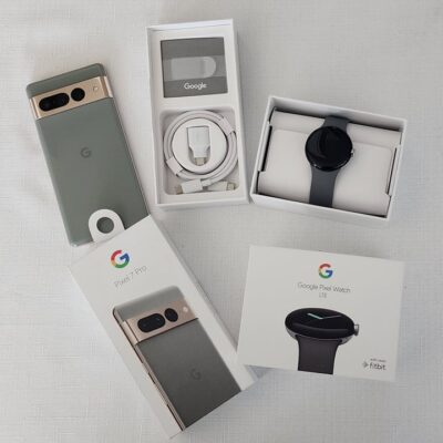 Google Pixel 7 Pro in Hazel T-Mobil + Google Pixel Watch LTE/GPS Steel Case/Char