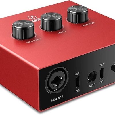 USB Audio Interface with 1X XLR/TRS 1X 1/4″ 2X RCA USB, Red