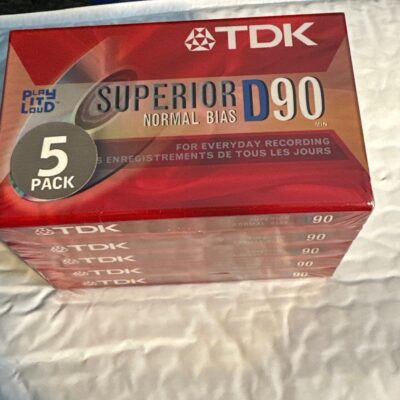 TDK Cassette Blank Audio Superior D90 Normal Bias 5 Pack New Factory Sealed