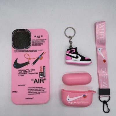 iPhone 13 Pro max with pro airpods case + lanyard and sneakers keychain