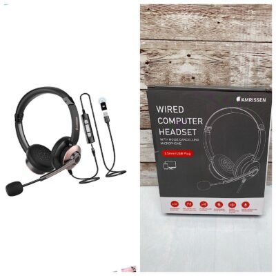 USB Headset with Microphone for PC, Computer Headset with Mic Noise Canceling &