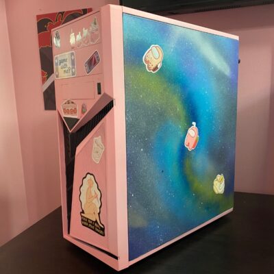 Custom One of a Kind Pink Kawaii Galaxy PC Case OOAK