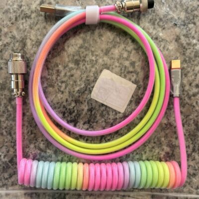 Custom Coiled Type-C Cable Split Rainbow For Keyboard